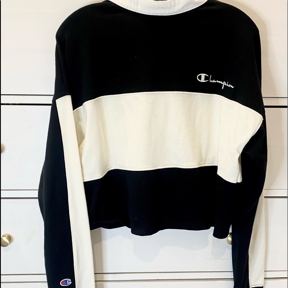 CHAMPION Script Womens Crop Rugby Shirt